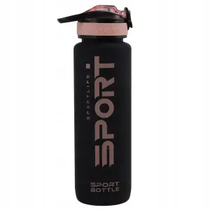 Butelka sportowa SPORT 1 l ze słomką i podziałką czarno-różowa