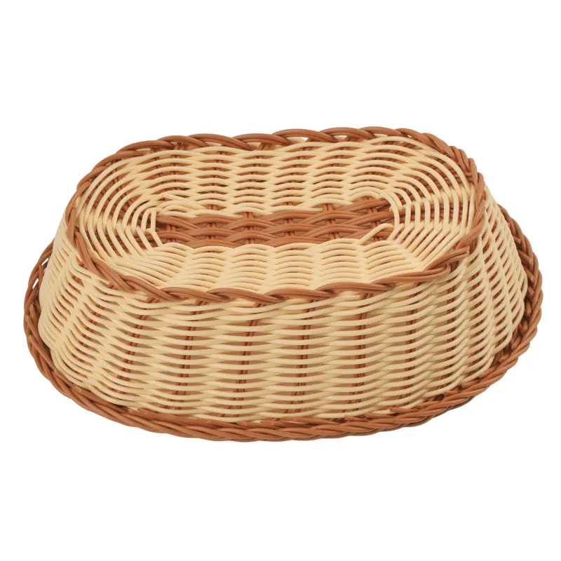 Koszyk na pieczywo owalny 26 × 21 cm kremowo-brązowy