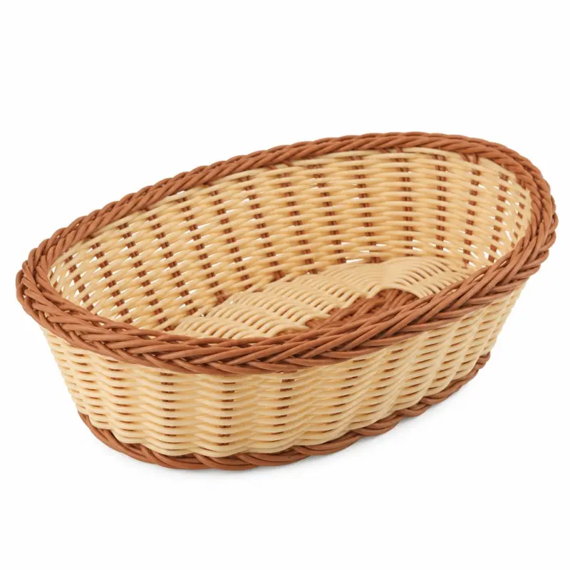 Koszyk na pieczywo owalny 26 × 21 cm kremowo-brązowy