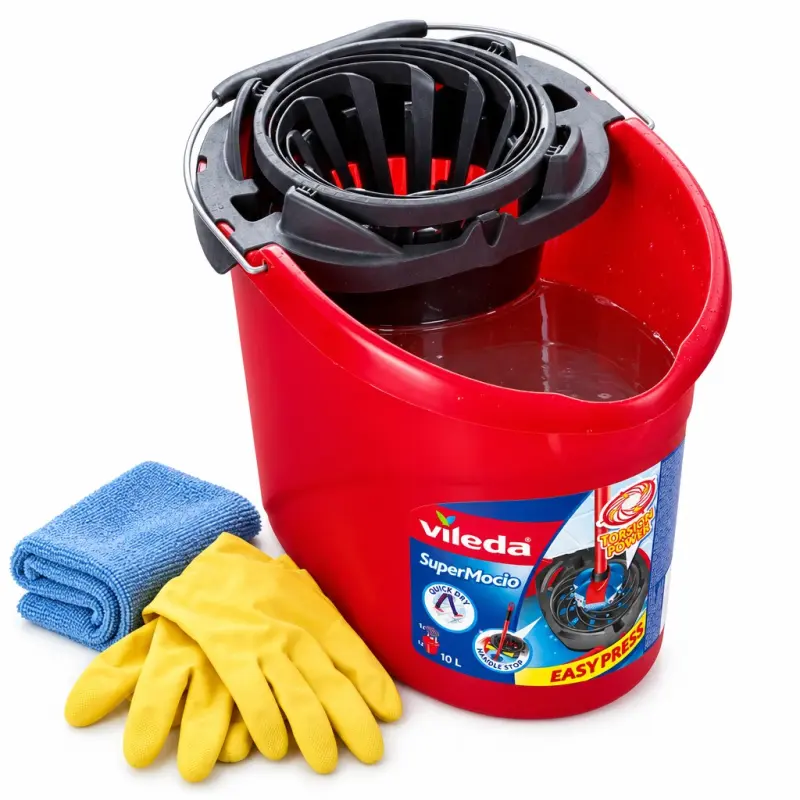 Wiadro z wyciskaczem Vileda SuperMocio Torsion Power czerwone