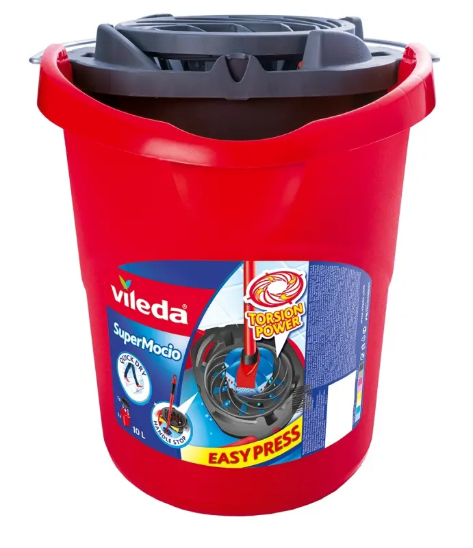 Wiadro z wyciskaczem Vileda SuperMocio Torsion Power czerwone