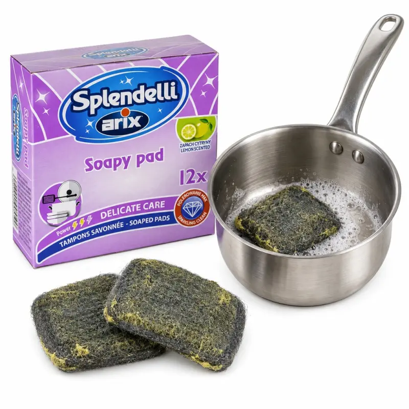 Czyściki Arix Splendelli z wełny stalowej z mydłem cytrynowe 12 szt.