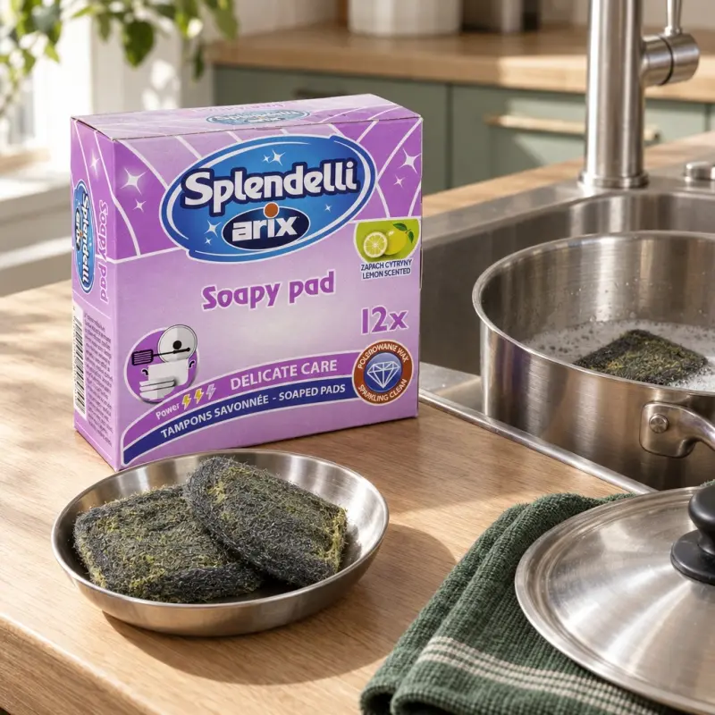 Czyściki Arix Splendelli z wełny stalowej z mydłem cytrynowe 12 szt.