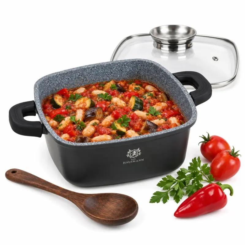 Garnek kwadratowy Karl Hausmann 4,4 l 24 cm non-stick z pokrywą