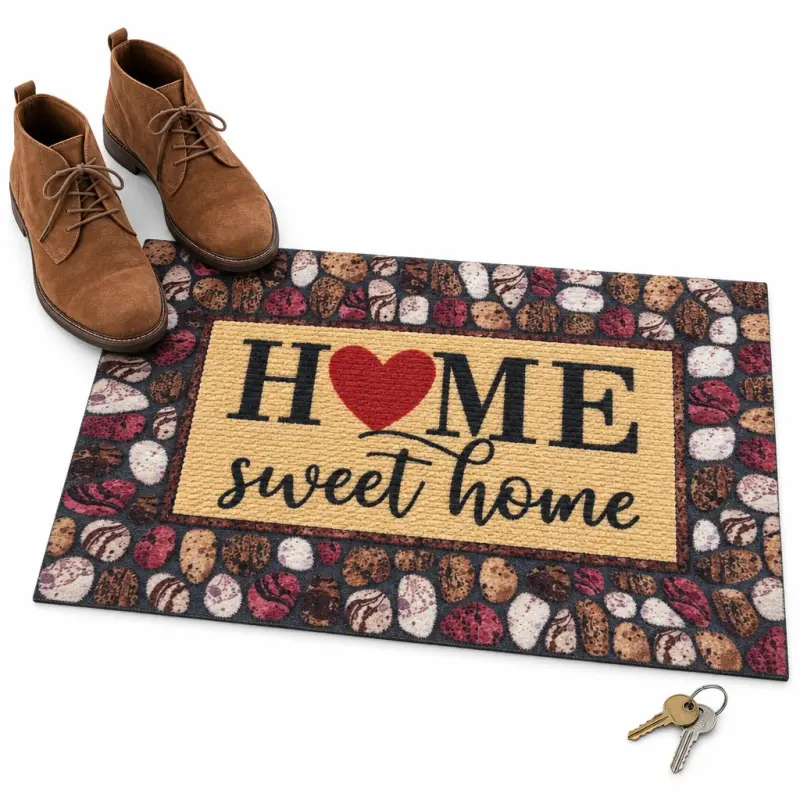 Wycieraczka Domik Dalia 40 × 60 cm PVC HOME sweet home z sercem