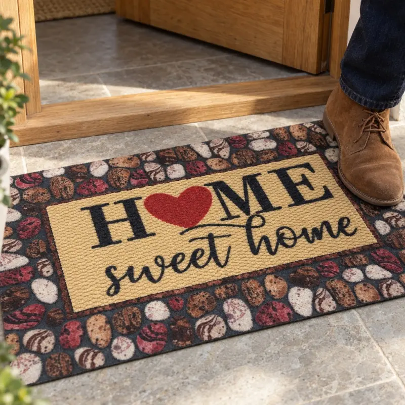 Wycieraczka Domik Dalia 40 × 60 cm PVC HOME sweet home z sercem
