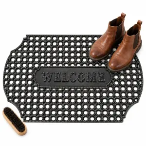 Wycieraczka gumowa Domik Hiacynt 58 × 88 cm czarna WELCOME