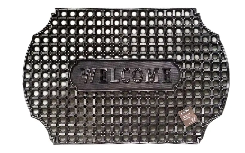 Wycieraczka gumowa Domik Hiacynt 58 × 88 cm czarna WELCOME