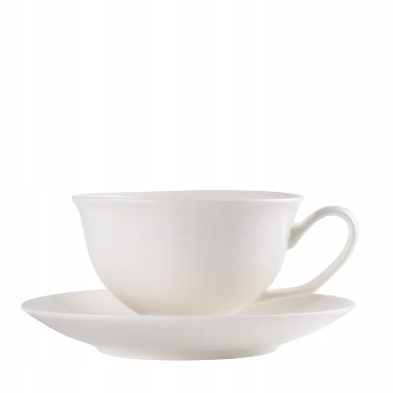 Filiżanka ze spodkiem Prima Deco porcelanowa 220 ml kremowa