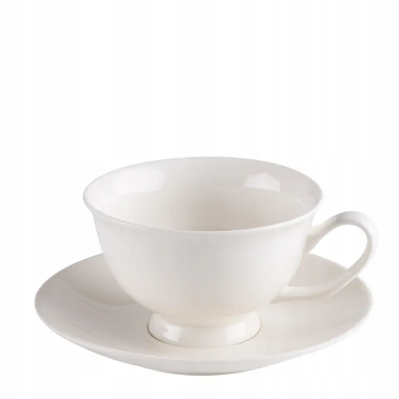 Filiżanka ze spodkiem Prima Deco porcelanowa 220 ml kremowa