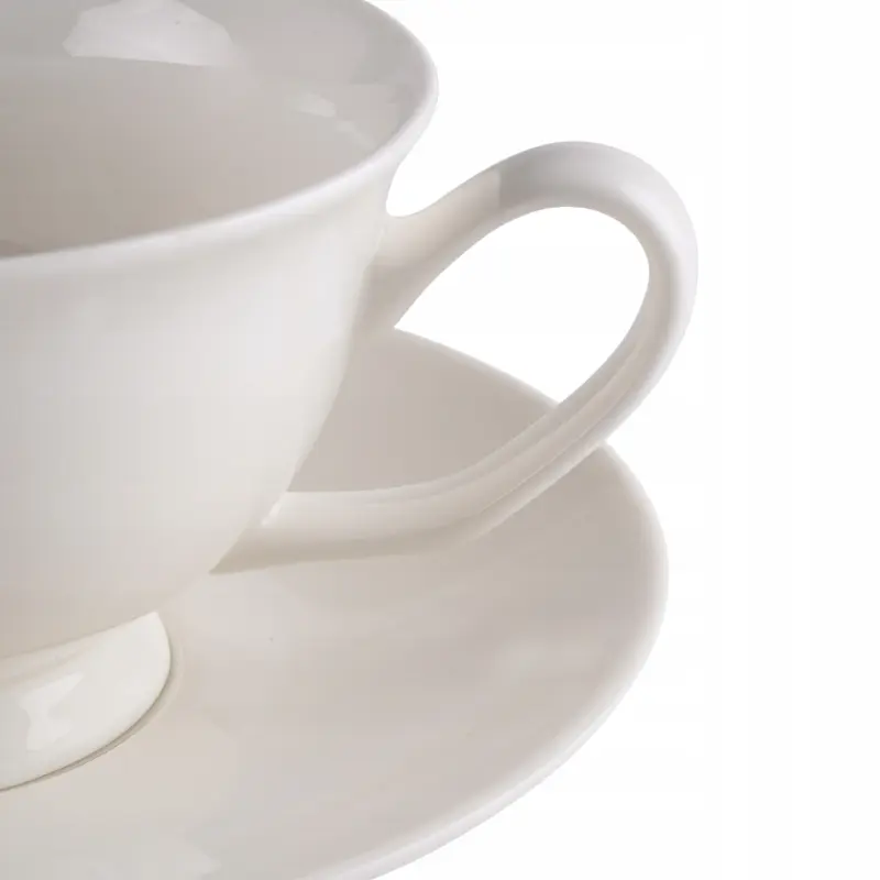 Filiżanka ze spodkiem Prima Deco porcelanowa 220 ml kremowa