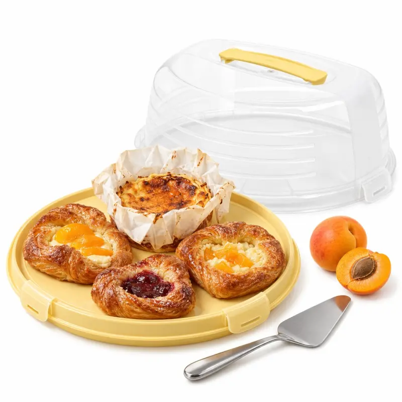 Pojemnik na ciasto i tort Curver Chef@Home żółty 34,7 cm z uchwytem