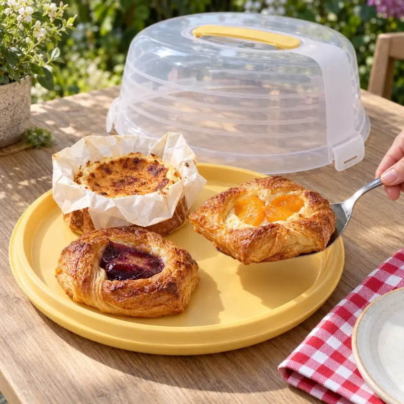 Pojemnik na ciasto i tort Curver Chef@Home żółty 34,7 cm z uchwytem