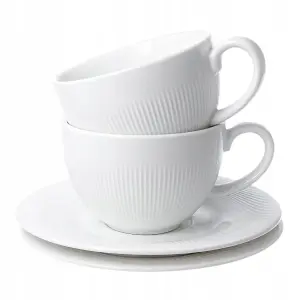 Filiżanki do espresso Duo 100 ml porcelanowe białe 2 szt. ze spodkami