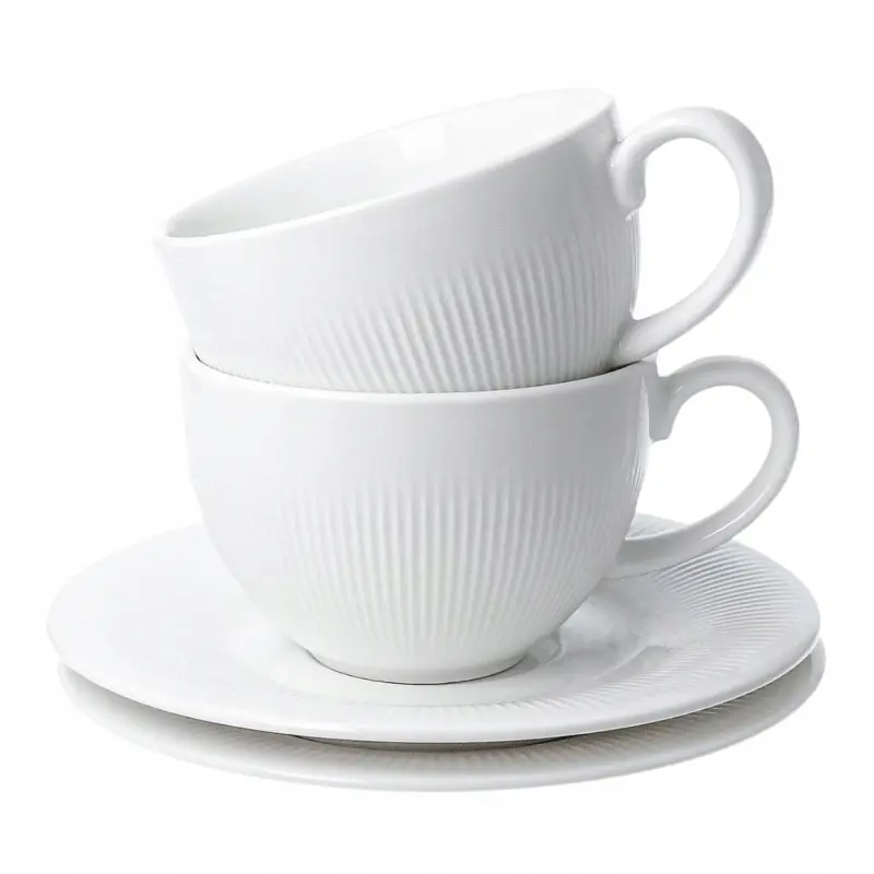 Filiżanki do espresso Duo 100 ml porcelanowe białe 2 szt. ze spodkami