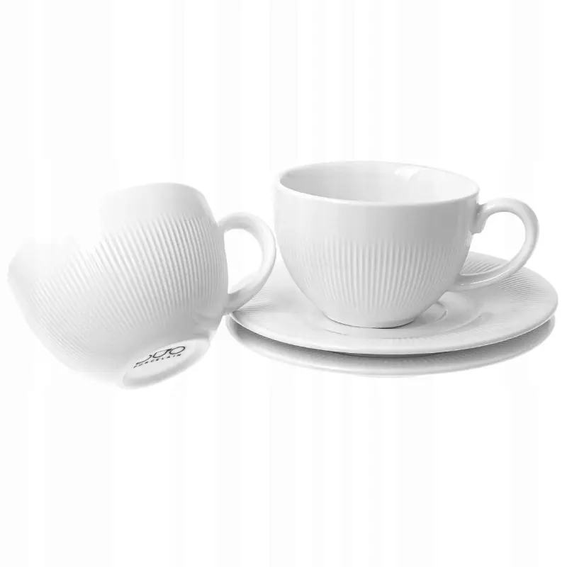Filiżanki do espresso Duo 100 ml porcelanowe białe 2 szt. ze spodkami