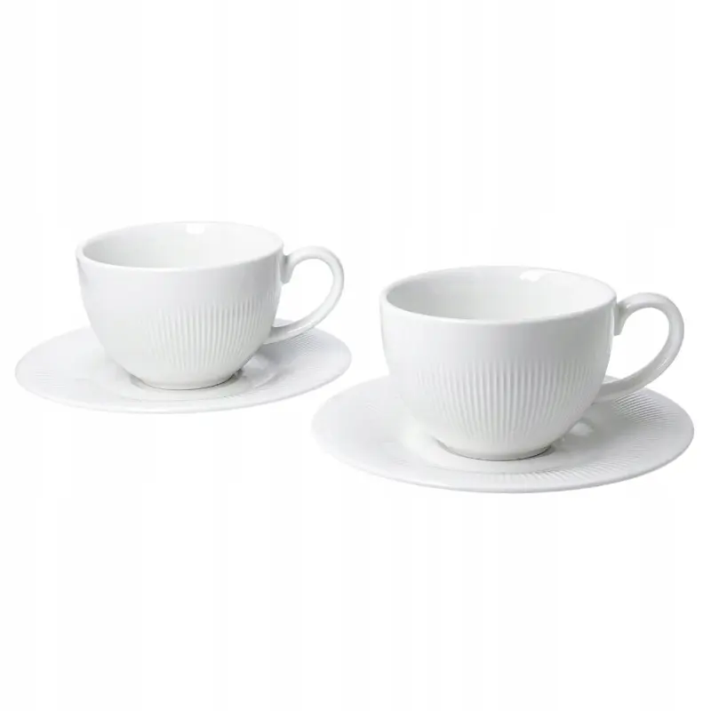 Filiżanki do espresso Duo 100 ml porcelanowe białe 2 szt. ze spodkami