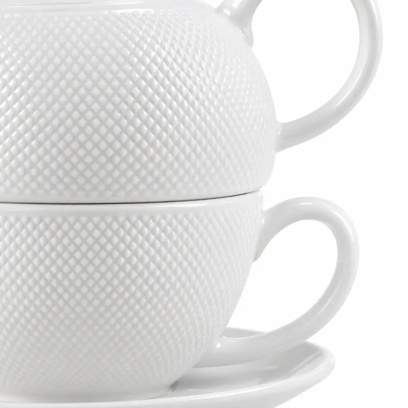 Filiżanka z dzbankiem i spodkiem Duo DIAMOND 300 ml porcelana