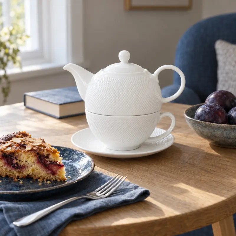 Filiżanka z dzbankiem i spodkiem Duo DIAMOND 300 ml porcelana