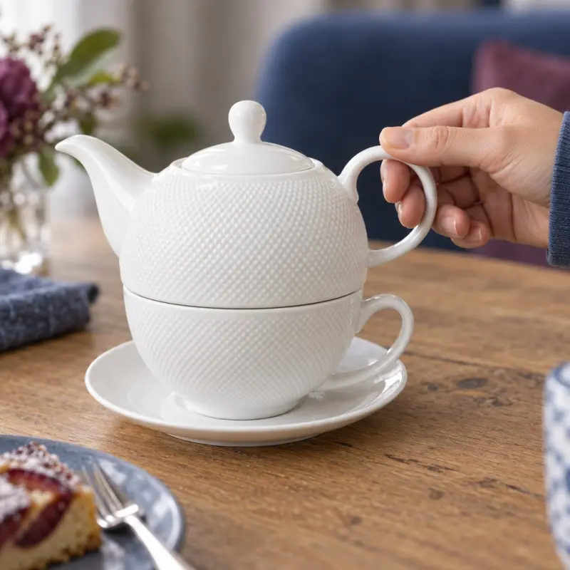 Filiżanka z dzbankiem i spodkiem Duo DIAMOND 300 ml porcelana