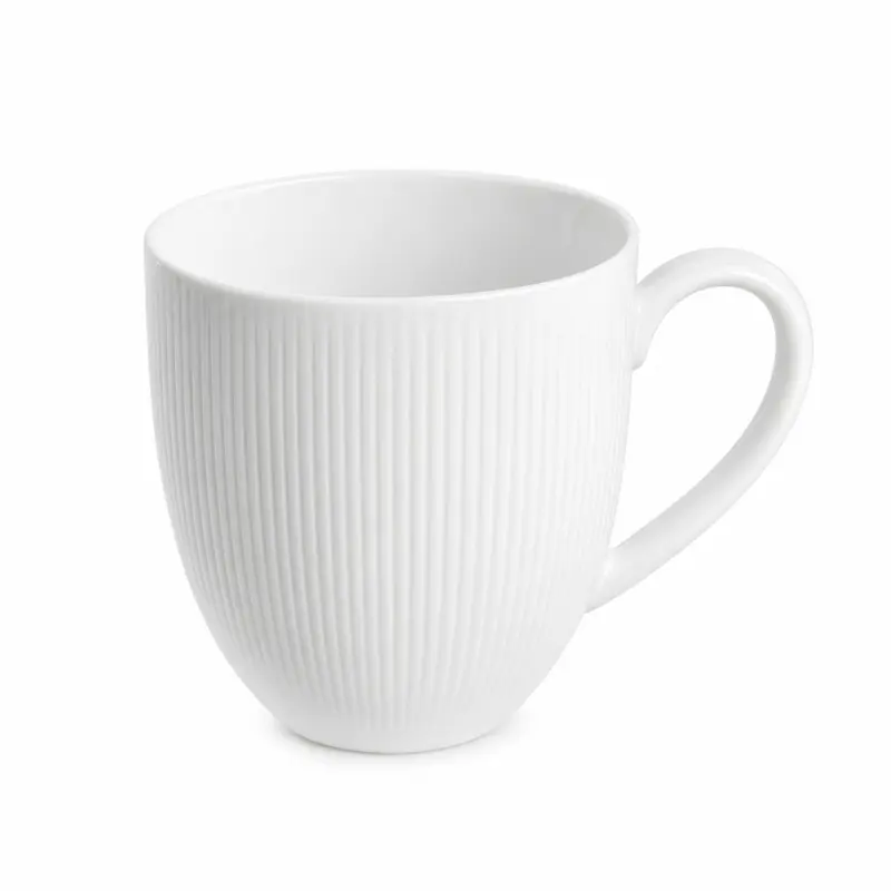 Kubek DUO RAPHAEL porcelanowy biały 370 ml z pionowymi żłobieniami