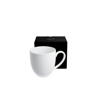 Kubek DUO RAPHAEL porcelanowy biały 370 ml z pionowymi żłobieniami
