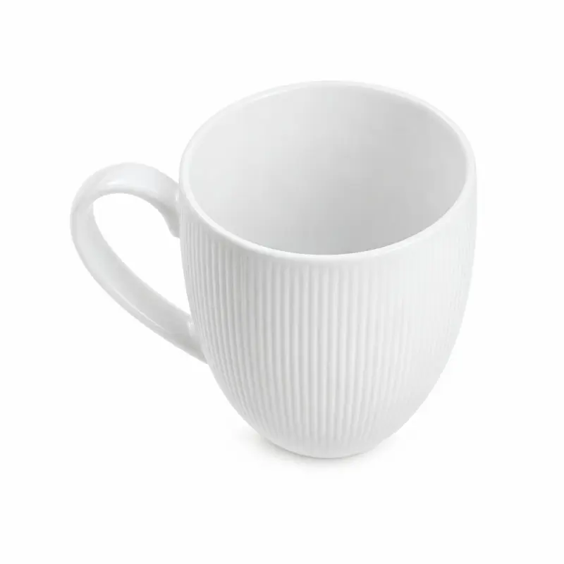 Kubek DUO RAPHAEL porcelanowy biały 370 ml z pionowymi żłobieniami