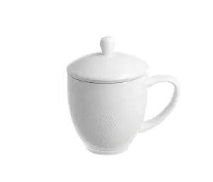 Kubek z zaparzaczem i pokrywką Duo Diamond 340 ml biały porcelanowy