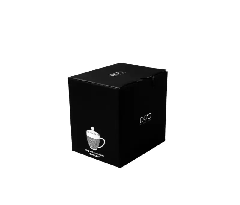 Kubek z zaparzaczem i pokrywką Duo Diamond 340 ml biały porcelanowy