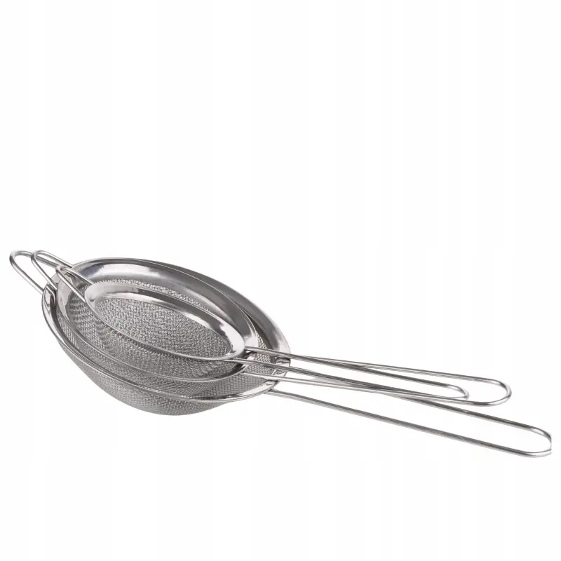3X SITKO KUCHENNE STALOWE Z UCHWYTEM DO PRZECEDZANIA PRZESIEWANIA 5,7,8CM