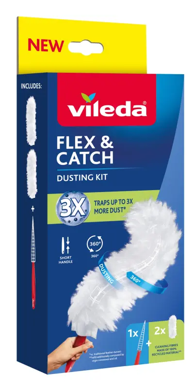 Vileda Flex & Catch Miotełka do kurzu z krótką rączką 2 wkłady