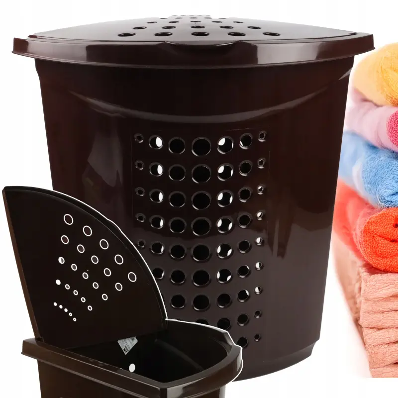 Kosz wolnostojący na pranie Viking 45l brązowy