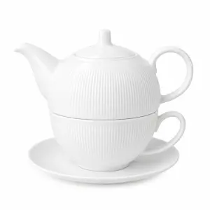 Filiżanka z dzbankiem i spodkiem Duo RAPHAEL 300 ml biała porcelana