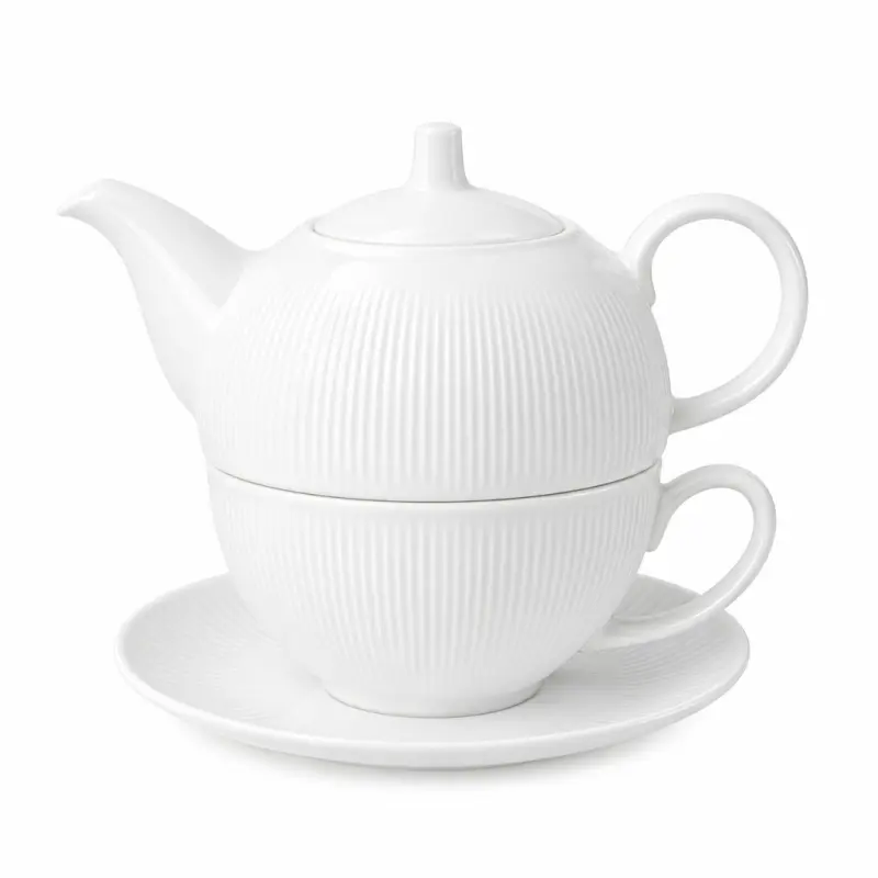 Filiżanka z dzbankiem i spodkiem Duo RAPHAEL 300 ml biała porcelana