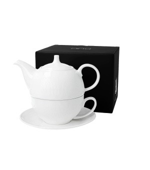 Filiżanka z dzbankiem i spodkiem Duo RAPHAEL 300 ml biała porcelana