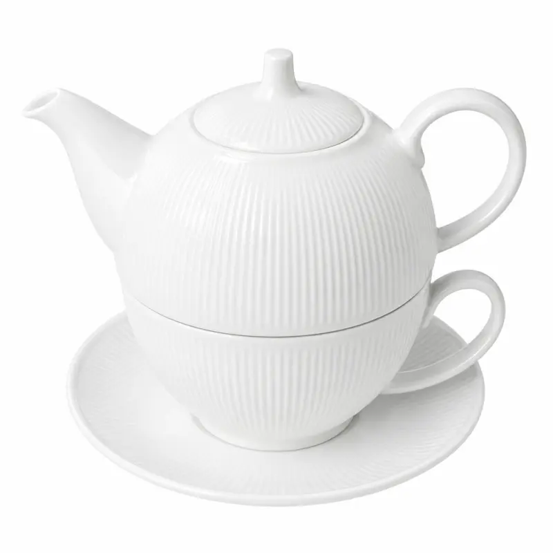 Filiżanka z dzbankiem i spodkiem Duo RAPHAEL 300 ml biała porcelana