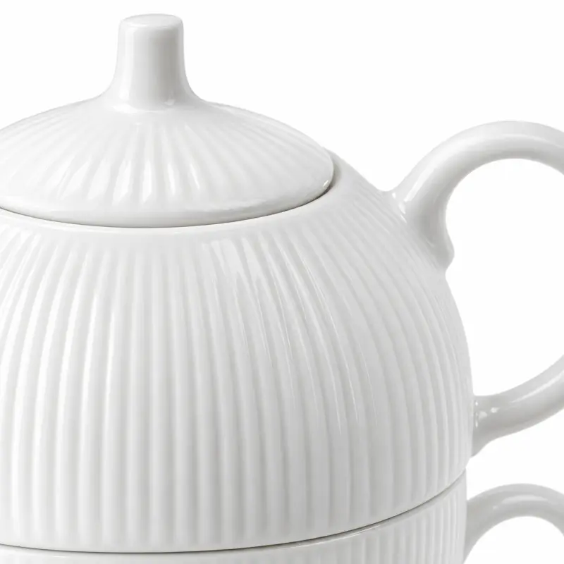Filiżanka z dzbankiem i spodkiem Duo RAPHAEL 300 ml biała porcelana