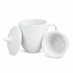 Kubek z zaparzaczem i pokrywką Duo 370 ml porcelanowy biały