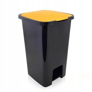 Kosz na śmieci 45L plastikowy z pedałem – pojemnik do segregacji Żółty