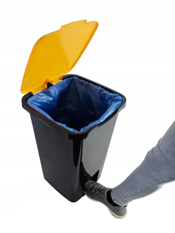 Kosz na śmieci 45L plastikowy z pedałem – pojemnik do segregacji Żółty
