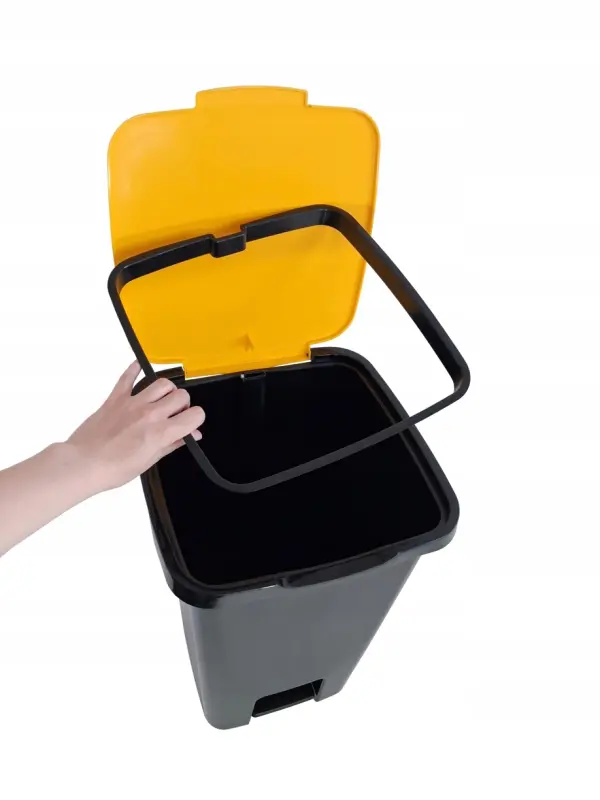 Kosz na śmieci 45L plastikowy z pedałem – pojemnik do segregacji Żółty