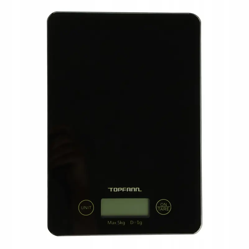 WAGA KUCHENNA ELEKTRONICZNA LCD 5KG 1G SZKLANA CZARNA DOMOWA PŁASKA BATERIE