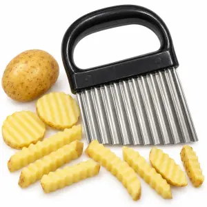 Krajacz do frytek falistych ze stali nierdzewnej, czarny uchwyt