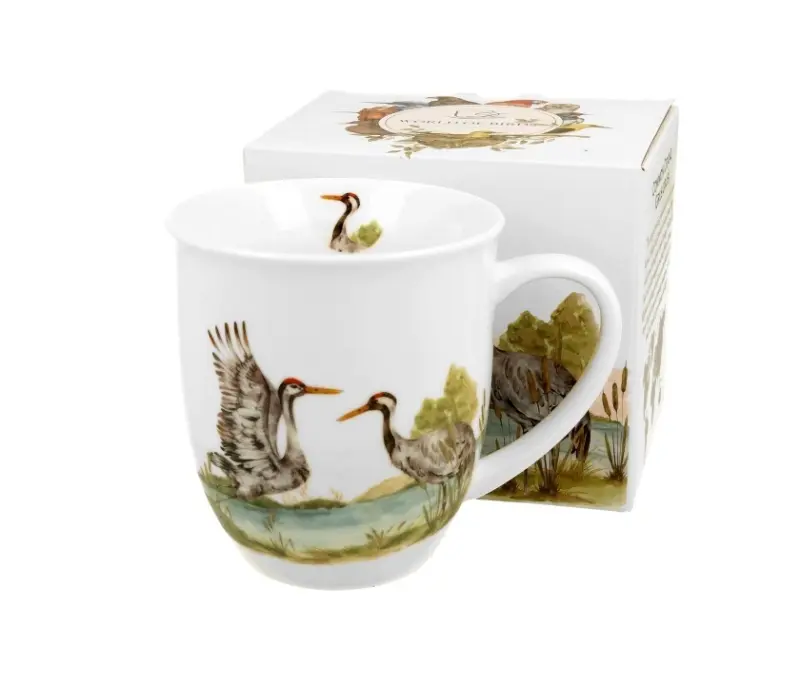Kubek porcelanowy Duo Ptasi Świat Żurawie 650 ml w pudełku