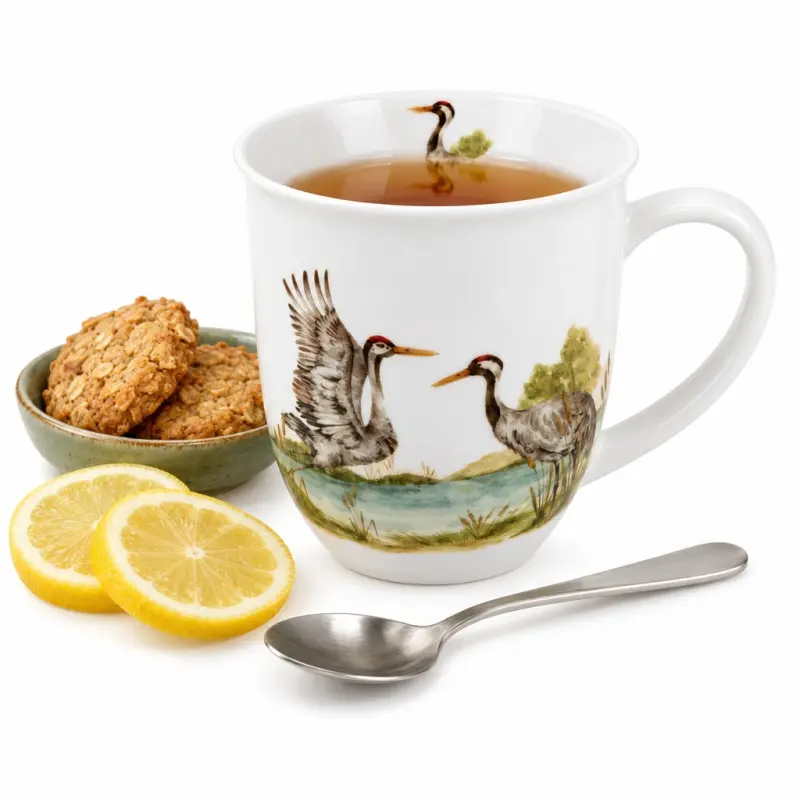Kubek porcelanowy Duo Ptasi Świat Żurawie 650 ml w pudełku