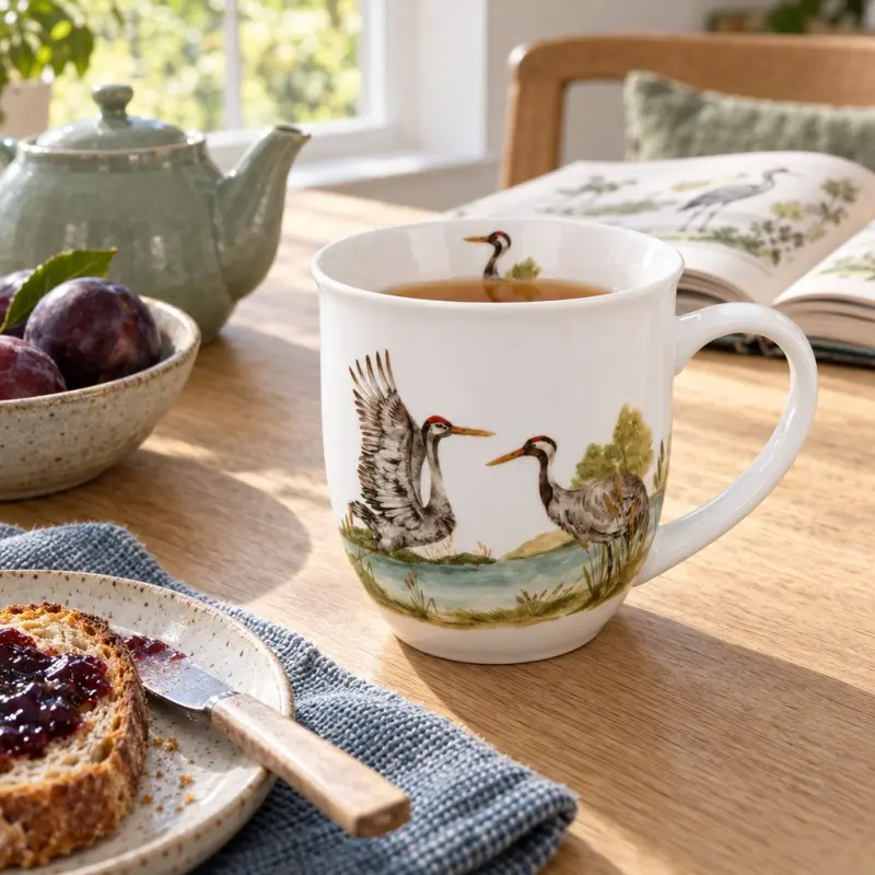 Kubek porcelanowy Duo Ptasi Świat Żurawie 650 ml w pudełku