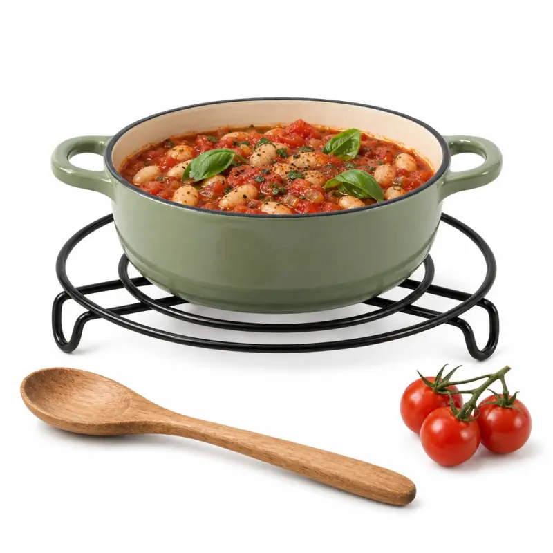 Podstawka pod garnek metalowa czarna 20 cm na nóżkach