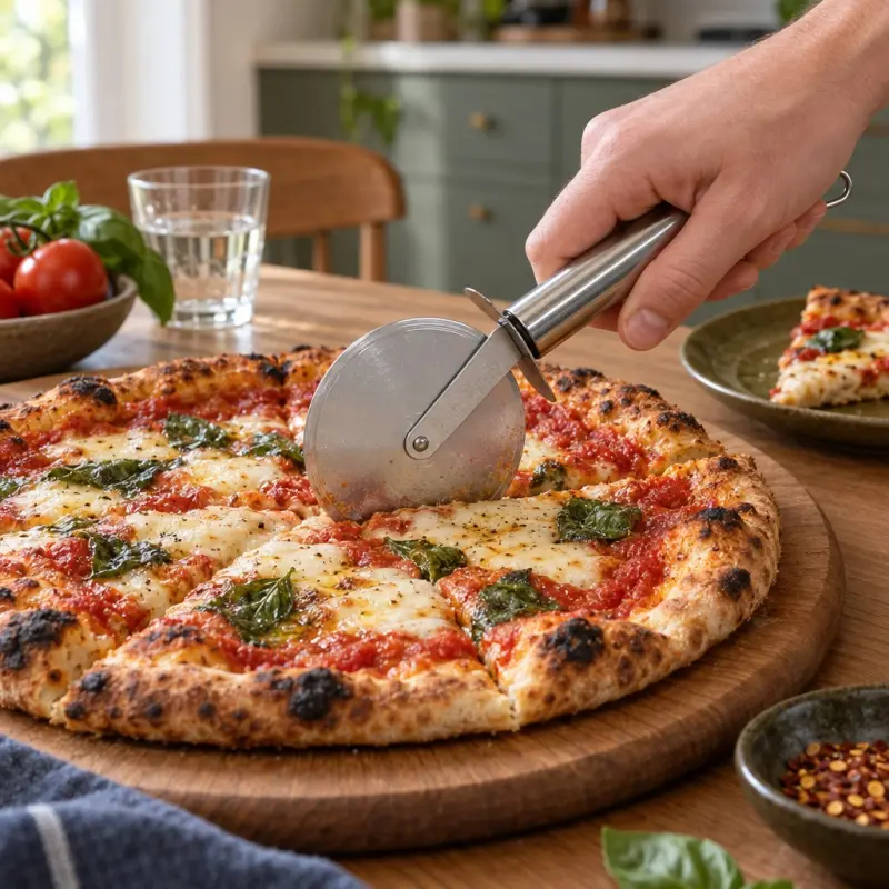Nóż krążkowy do pizzy ze stali nierdzewnej z pętlą do zawieszania