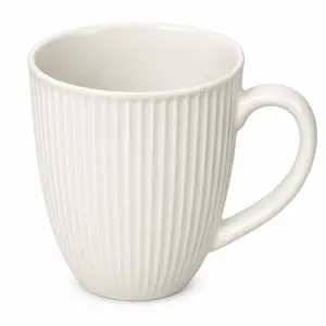 Kubek porcelanowy prążkowany 330 ml biały z uchem