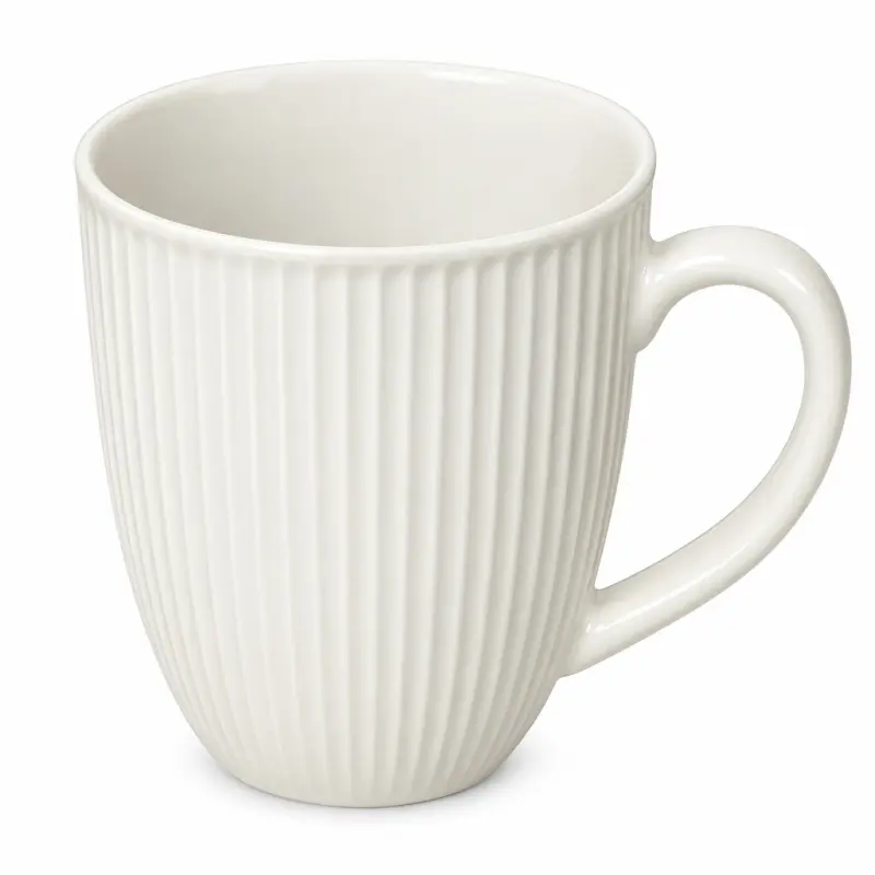 Kubek porcelanowy prążkowany 330 ml biały z uchem